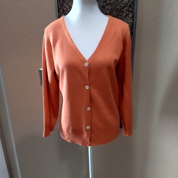 Tommy Bahama Sweaters - Tommy Bahama Women's Silk Blend  V-Neck Button Cardigan - Orange
